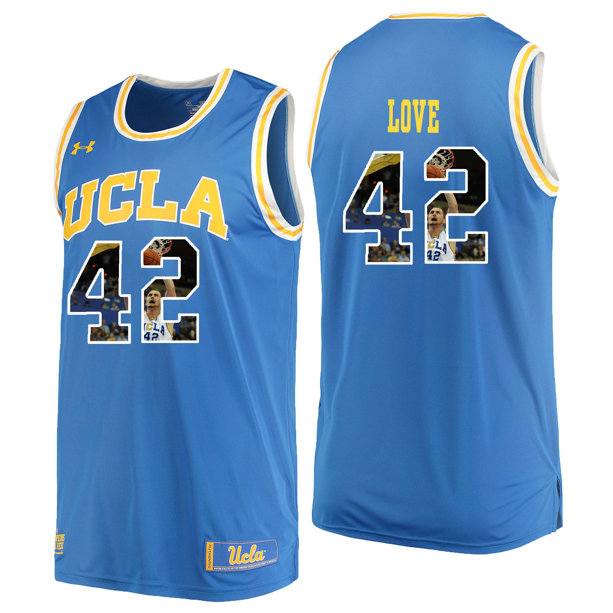 Men UCLA UA 42 Love Light Blue Fashion Edition Customized NCAA Jerseys